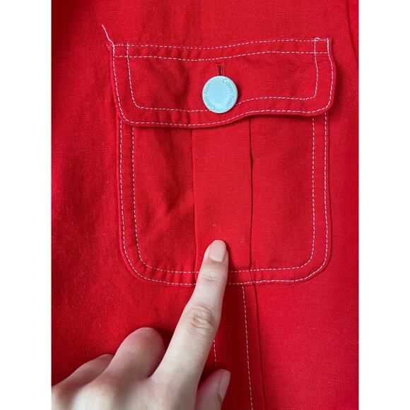 Calvin Klein Red Linen-Blend Short-Sleeve Blazer – Size M/L - Picture 3 of 8